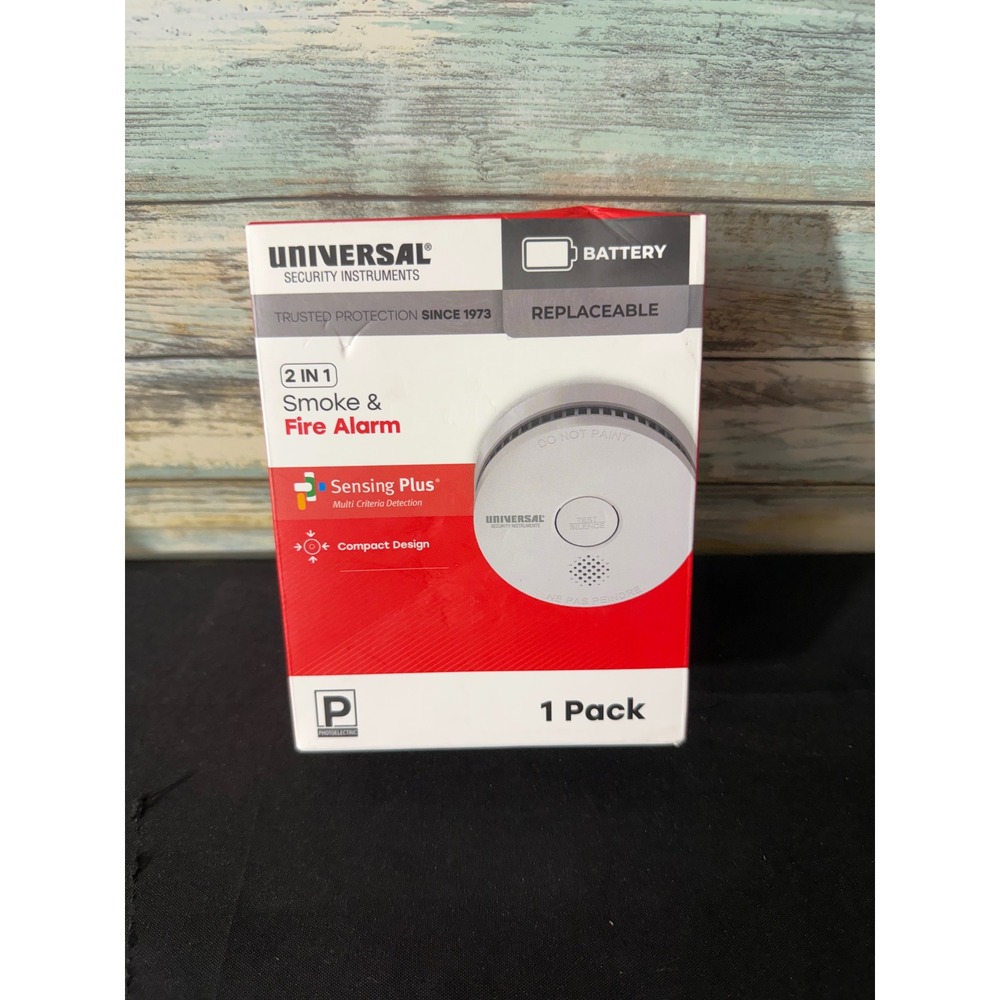 Universal Security Instruments Smoke Fire Alarm 1pk New Sensing Plus USI/SM/REP